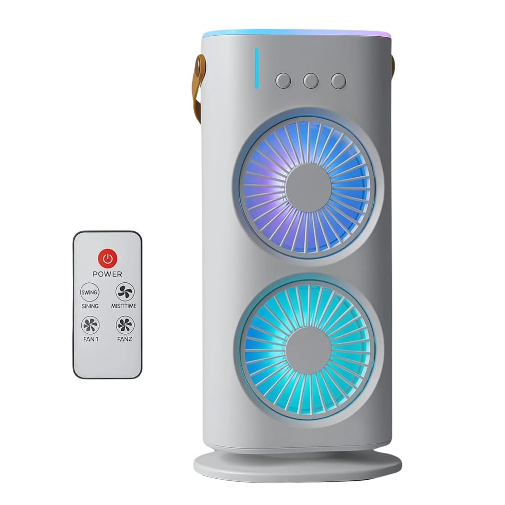 3-in-1 Mini Portable AC with Dual Fans, LED Light