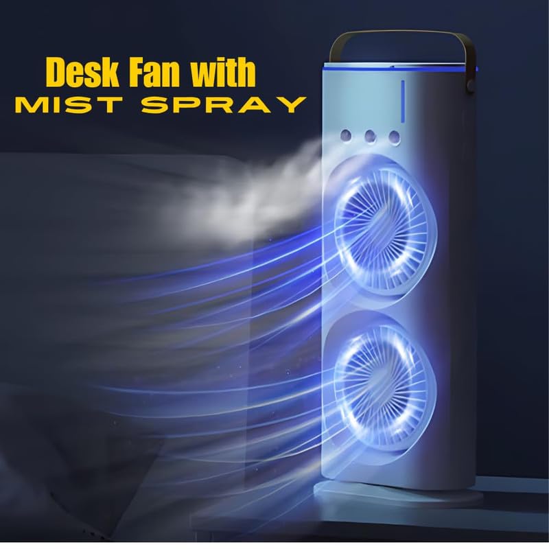 3-in-1 Mini Portable AC with Dual Fans, LED Light