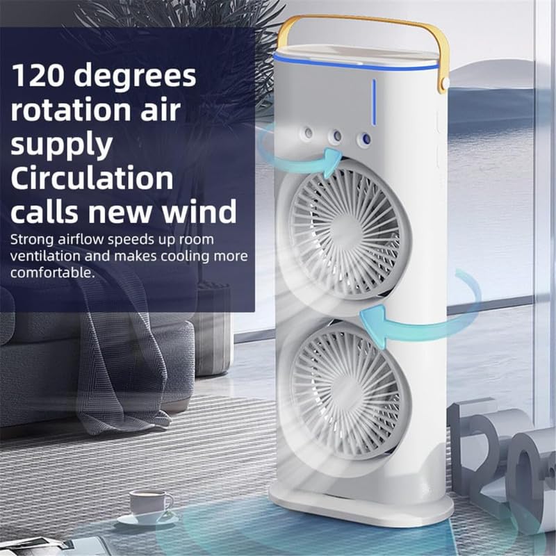3-in-1 Mini Portable AC with Dual Fans, LED Light