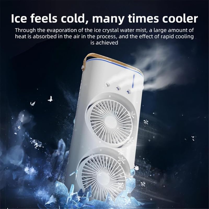 3-in-1 Mini Portable AC with Dual Fans, LED Light