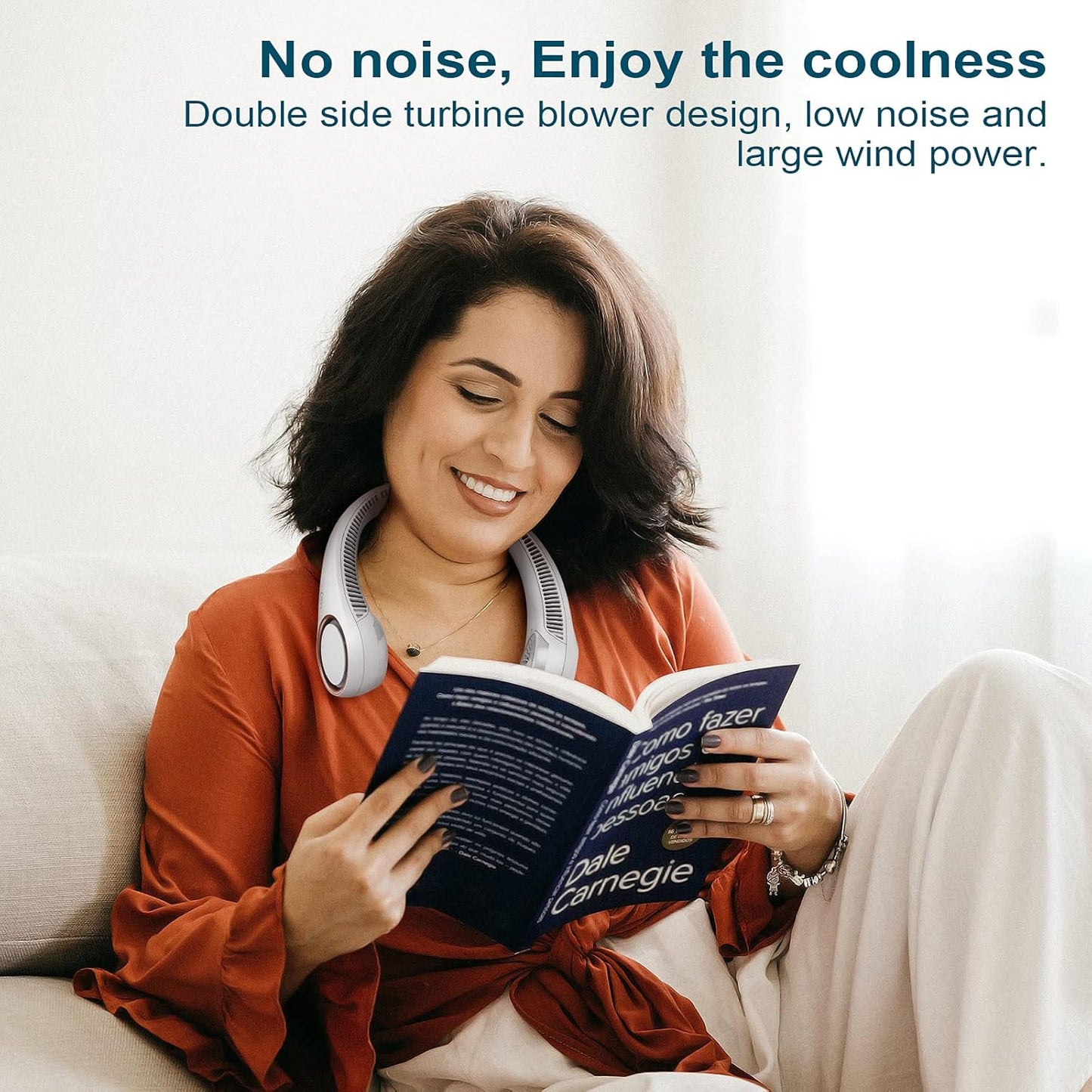 New Portable Neck Fan for Men and Women Bladeless Hands-Free Personal Fan with 3 Speed Modes 2000mAh Rechargeable Battery Twistable