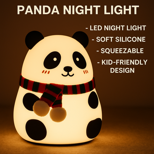 Cute Panda Night Light Silicone Night Light,7-Color Changing Lamp,Room Decor